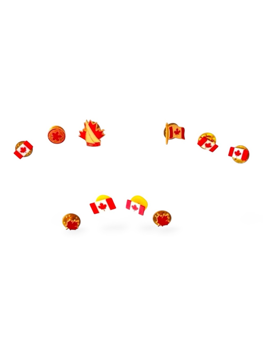 Set Of 10 Canada Flag & Maple Leaf Lapel Pins Gold Tone Enamel Collectibles